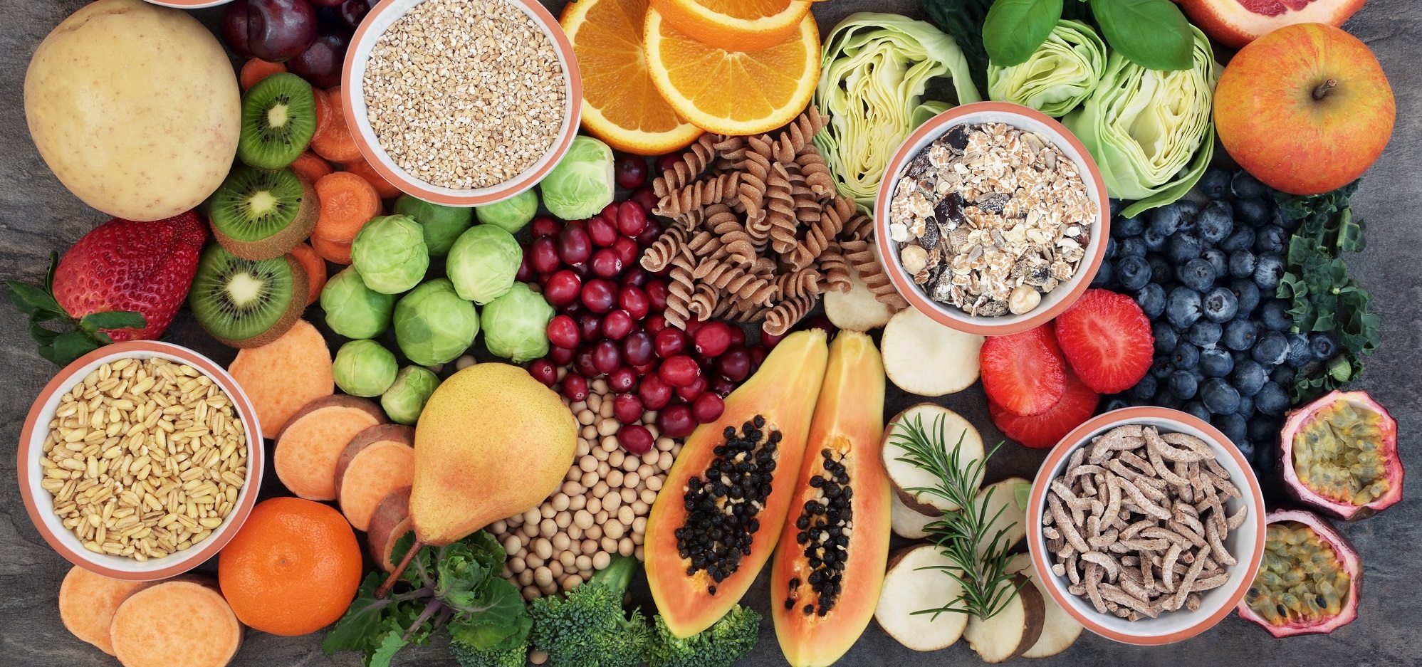 Image of various healthy food with High Fiber Content