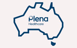 Plena Healthcare inside an outline of the Australian map