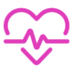 A heart with a heart monitor in the center