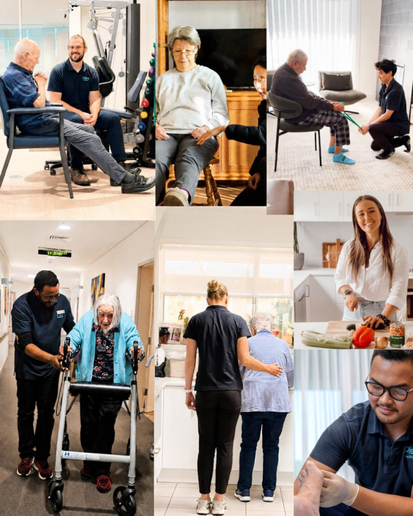 Allied health professionals from Plena Healthcare supporting older Australians across residential aged care and community settings.